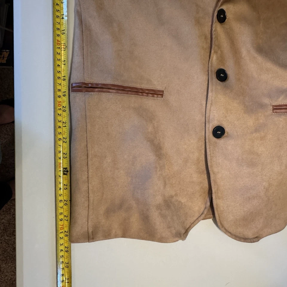 Chaqueta Blazer Manly Para Hombre XL Tostada Imitación Gamuza con Borde Marrón Imitación Cuero Foto 4 de 4