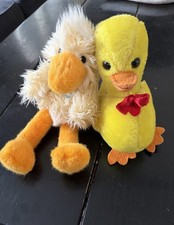 Lot Of 2 Vintage Dakin Plush Ducks Chicks Easter 1993 1974