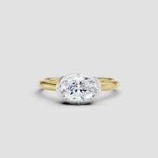 3 Carat Oval Lab Grown Diamond | Solid Gold Two Tone | Solitaire Engagement Ring