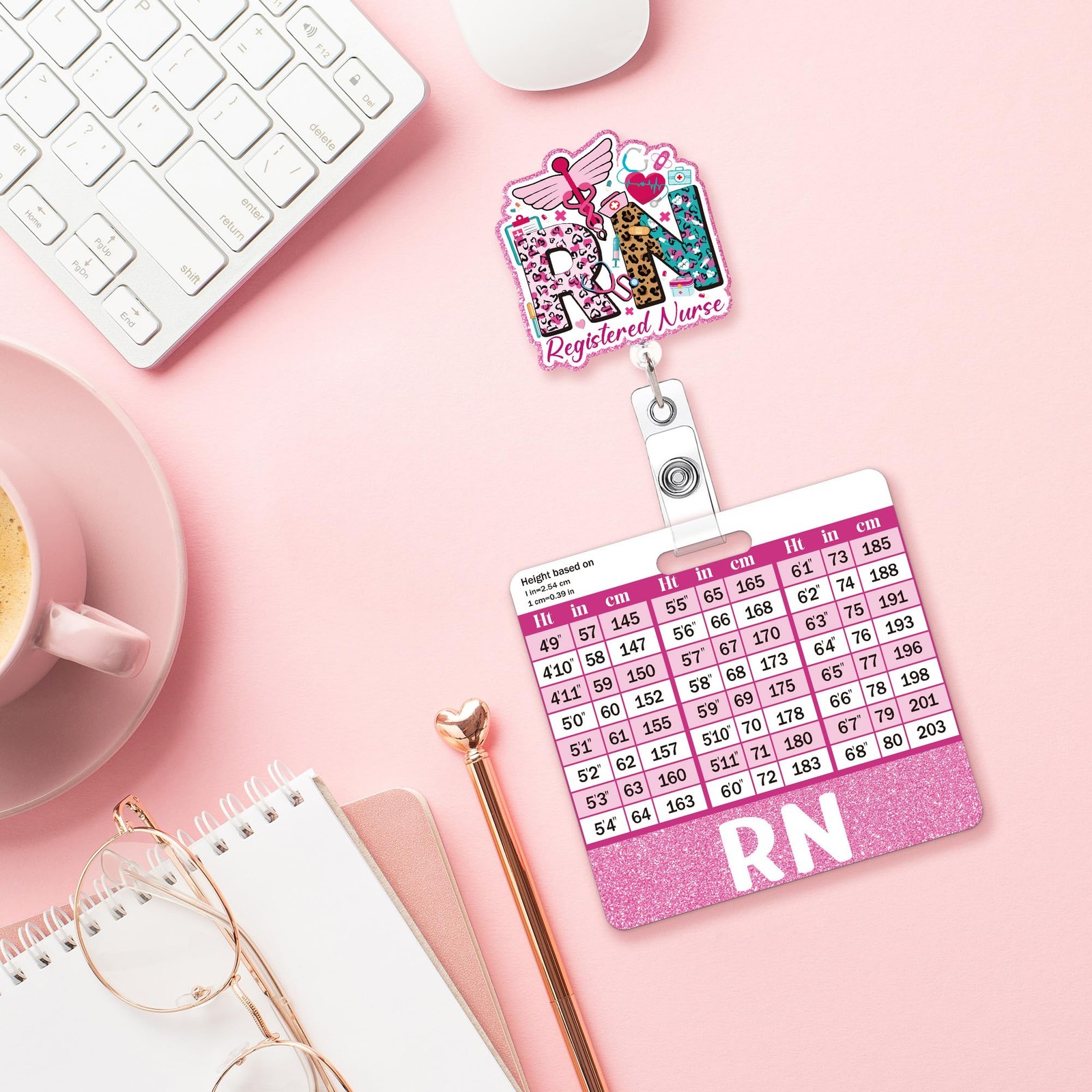 как выглядит Registered Nurse RN Retractable Pink ID Holder Badge Reel Buddy Set 1 PCS фото