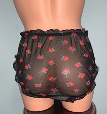 NeW SHEER Whisper Chiffon Panties Hi Cut Brief Panty XL 1X Red Roses