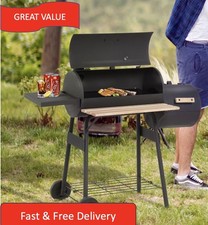  Portable Charcoal BBQ Grill Steel Offset Smoker Combo Backyard