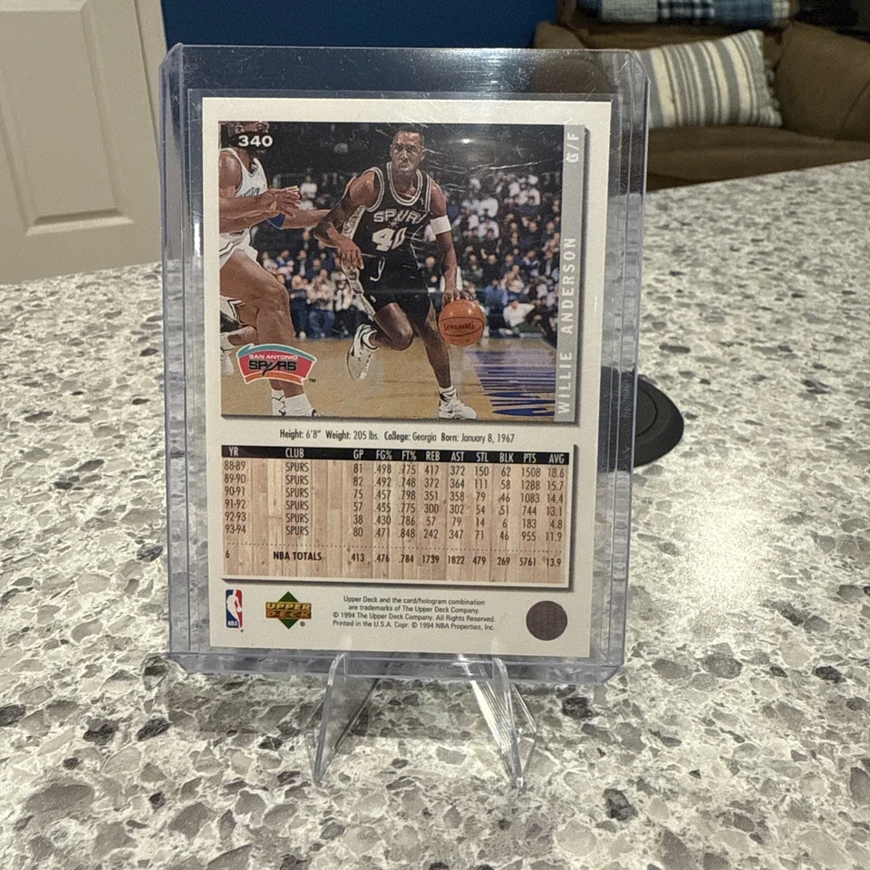 1994-1995 Upper Deck Collectors Choice Willie Anderson Gold Foil Signature - Image 2 of 2