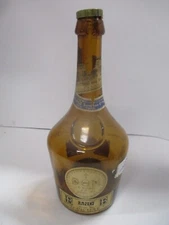 B & B Dom Benedictine Liqueur Vintage Liquor Bottle - Brown Glass - Brandy