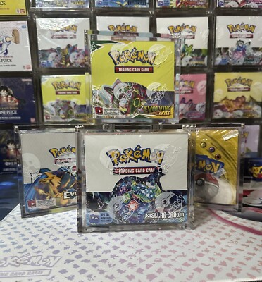 Pokmon Booster Box Display Case Clear Acrylic Display Case For Pokmon TCG Evolving  Skies Booster Box | Includes Cleaning Cloth Pokemon Storage Case