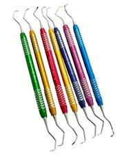 7PC HIGH GRADE GRACEY CURETTE SCALER MULTICOLOR PERIODONTAL DENTAL INSTRUMENTS
