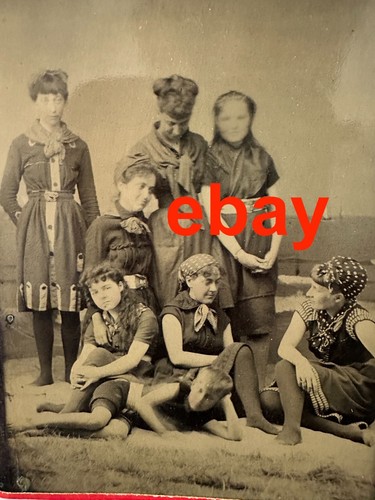 1884 TINTYPE Souvenir Bathing Suits Beach Spring Lake New Jersey Heiss Porter