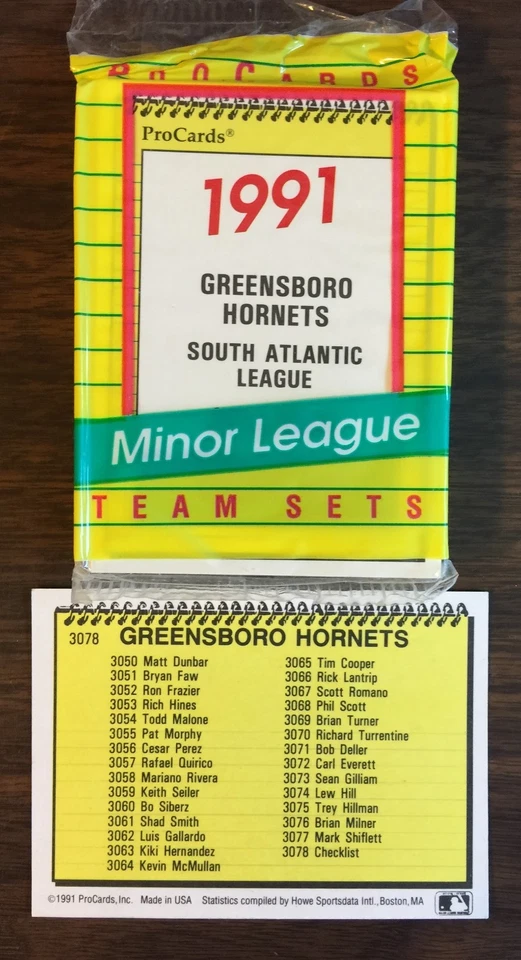 1991 Pro Cards GREENSBORO HORNETS OPEN Team Set w/ MARIANO RIVERA E05021117 - Image 3 of 3