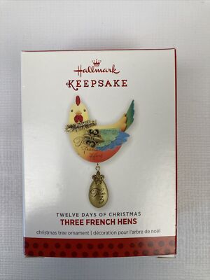 Hallmark 2013 Three French Hens Ornament Twelve Days Of Christmas #3 in Series