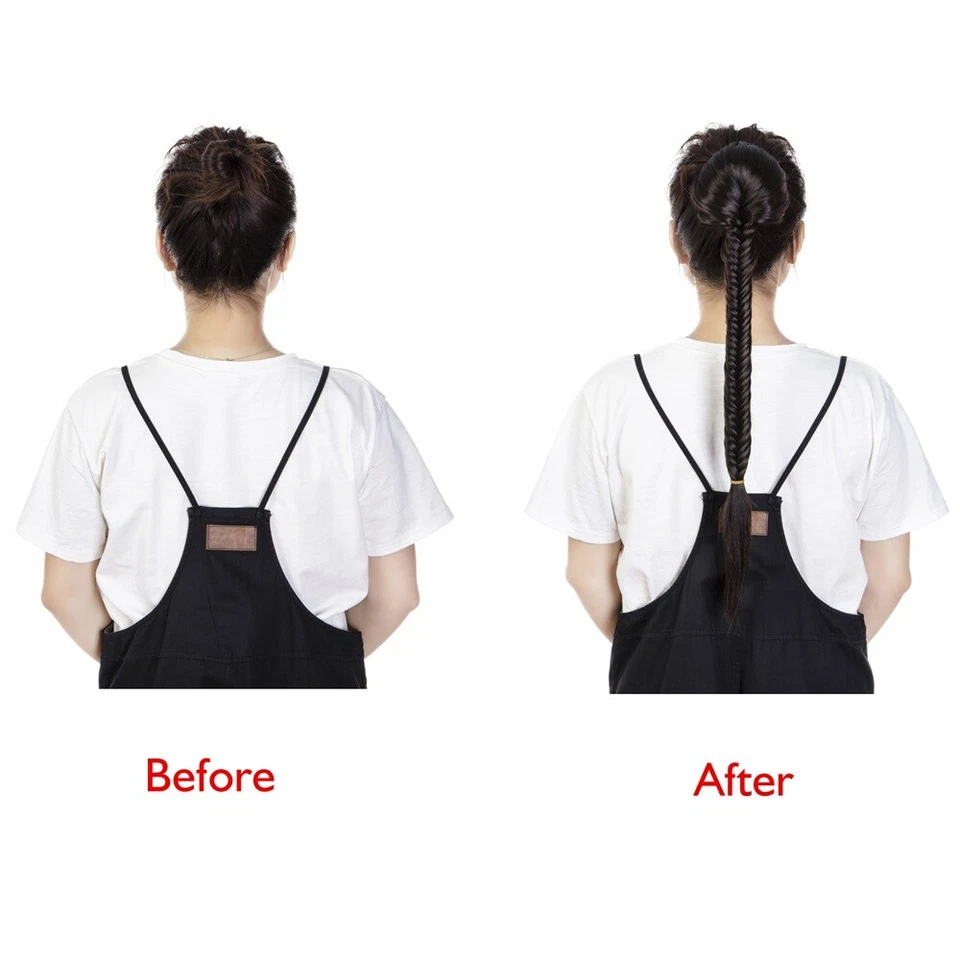 Extensiones de trenza cola de caballo cola de pez garra trenzada larga clip en pieza para el cabello Foto 3 de 4