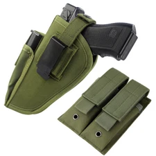 Military Tactical Right Left Hand OWB Belt Gun Holster and Double Magazine Pouch