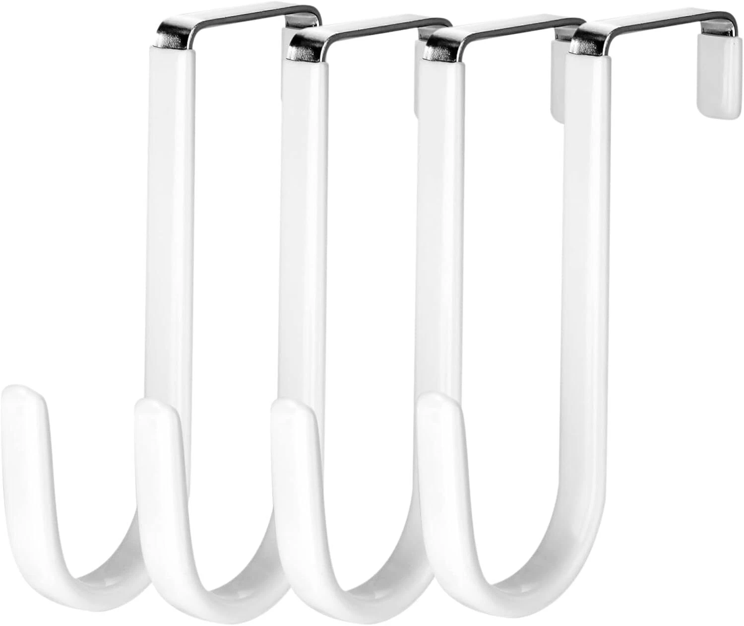 4pcs Over The Door Hooks Metal Hanger Hook with White 4 Pcs,