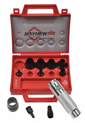 Mayhew Tools 66010 Hollow Punch, 11-Piece Set, Black Metric