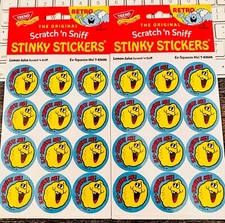 48 TREND Scratch n Sniff RETRO STINKY STICKERS, YELLOW Lemon Juice Ex Sqeeze Me!