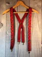 Santa Claus Tree Suspenders Braces CAS W Germany X-Back Clips Christmas Holiday