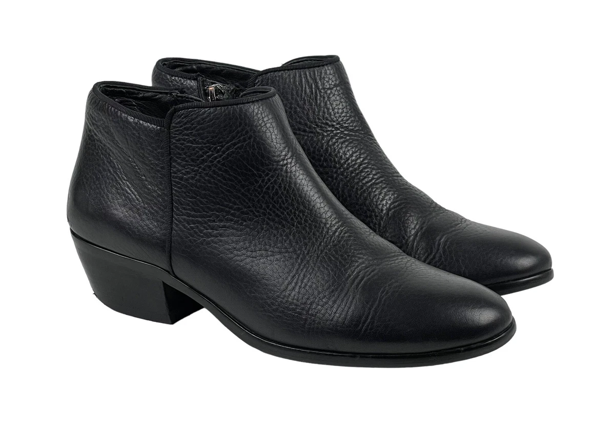 Sam Edelman Petty Black Pebbled Leather Western Ankle Bootie Size