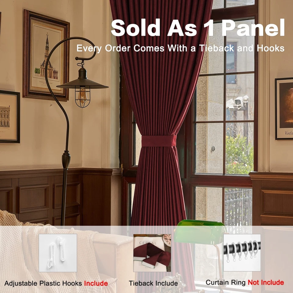 Cortinas plisadas de pellizco extra anchas que bloquean la luz cortina oscurecedora con Ti... Foto 4 de 4