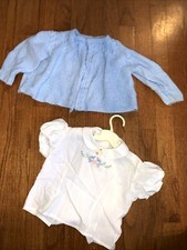 Handmade Crochet Sweater SMOCKED Ruffle Shirt Sz 2T Embroidery Lot 2    tb12m14