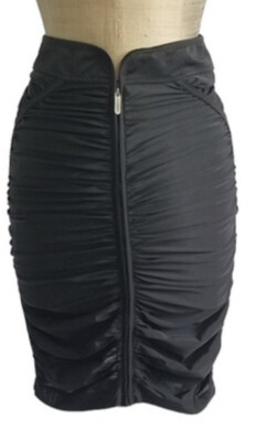 ZAC POSEN FOR TARGET BLACK RUCHED PENCIL WIGGLE SKIRT ZIP S