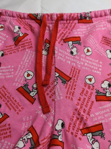 Peanuts Lounge Pajama Girls Pink Snoopy Typing Cotton Shorts XL 16 Leisure Fun - Picture 7 of 10