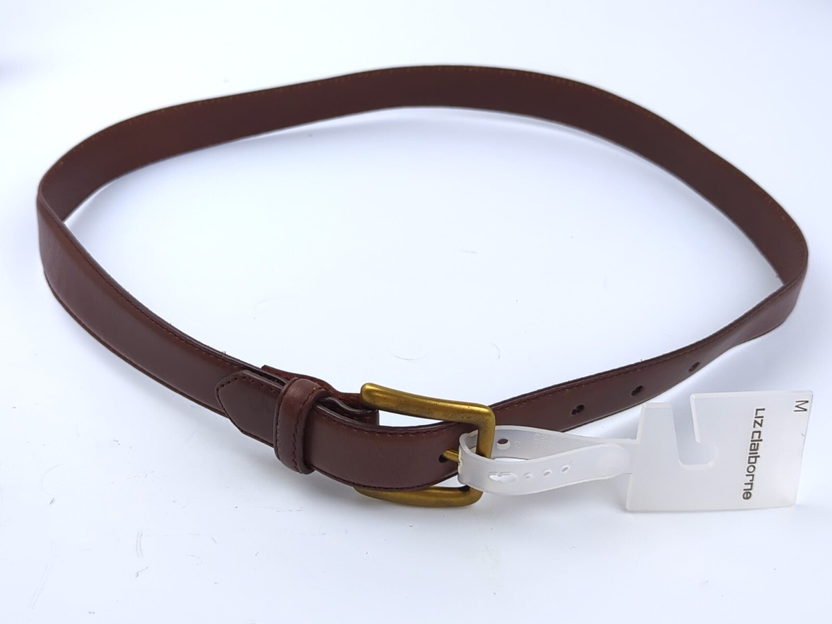 Liz Claiborne Brown Floral Cutout Leather Belt with Brass Accents- M Chocolate Brown Leather Floral Belt | FatFace main image 3