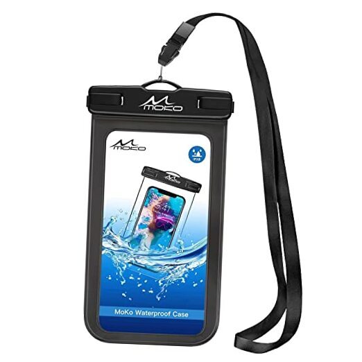 Waterproof Phone Pouch Holder, Cellphone Case Dry Bag with Lanyard Black