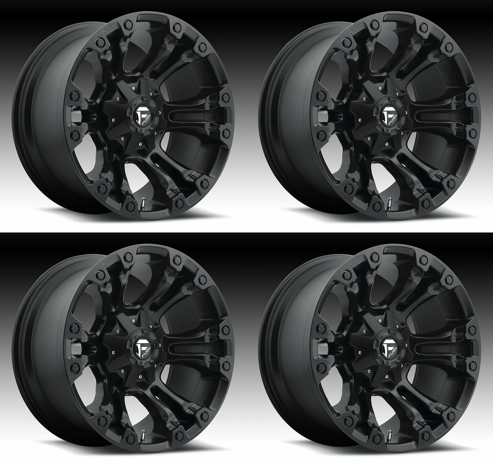 4x Fuel Vapor D560 Wheels Matte Black 20x10 5x4.5 / 5x114.3 5x5 / 5x127