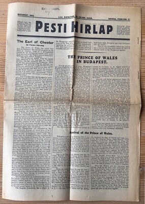 Prince of Wales Besuch in Budapest 1935 Zeitungsberichte (2 Artikel)