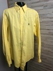 Ralph Lauren Men's Yellow Button Down Shirt L 100% Cotton Long Sleeve Polo Logo