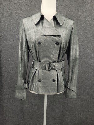 Hella Barbara Rank Leather Jacket Womens Medium Supple Lightweight Lamb Silver