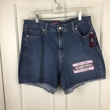 Gloria Vanderbilt Jean Shorts Size 16 Luxe Flex Cutoff Shorts Blue Vacation