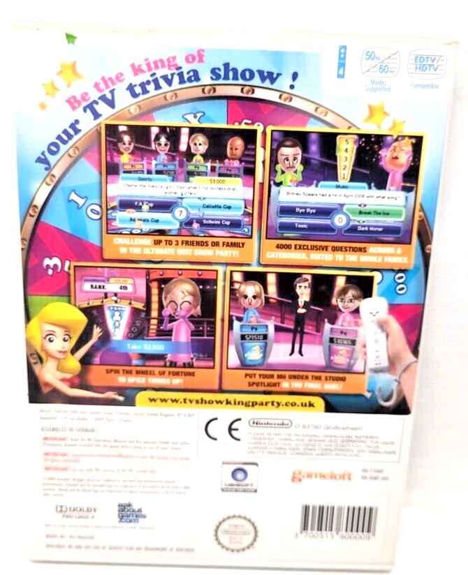 TV Show King Party Nintendo Wii PAL UK FAMILY QUIZ TRIVIA MULTIPLAYER COMPLETE - Image 3 of 4