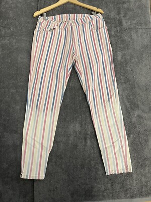 Blue Fire Co Pants Mens 29x27 Jeans Striped Color Block Pastel Chino  N10
