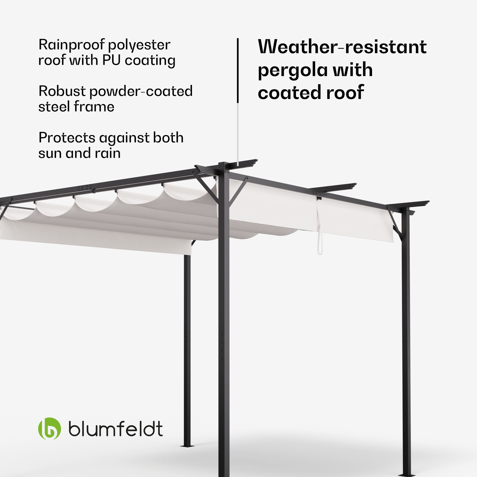 Pabellón 3x3m Jardín Pérgola con Sol Techo Impermeable Gazebo Tienda Beige