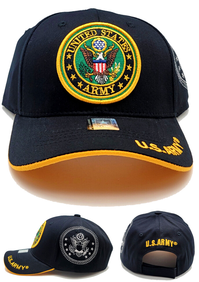 JM Warriors New Licensed U.S. Army Crest Military Black Gold Era Hat Cap
