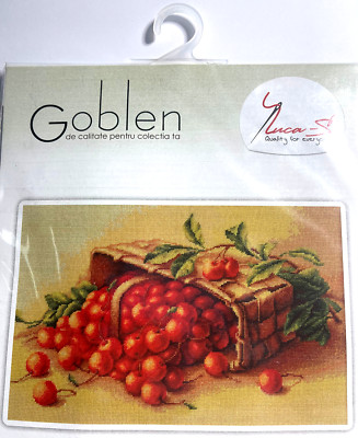 BASKET WITH CHERRIES ~ Goblen G498 Counted Cross Stitch Kit by LUCA-S ~ NEW