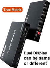 4K 60hz 2x2 HDMI Matrix 2 Port HDMI Switch Splitter Video Converter Dual Display