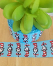 7/8 Inch (1 YD) Cat In The Hat Grosgrain Ribbon Dr. Seuss Hair Bow Crafts Cat
