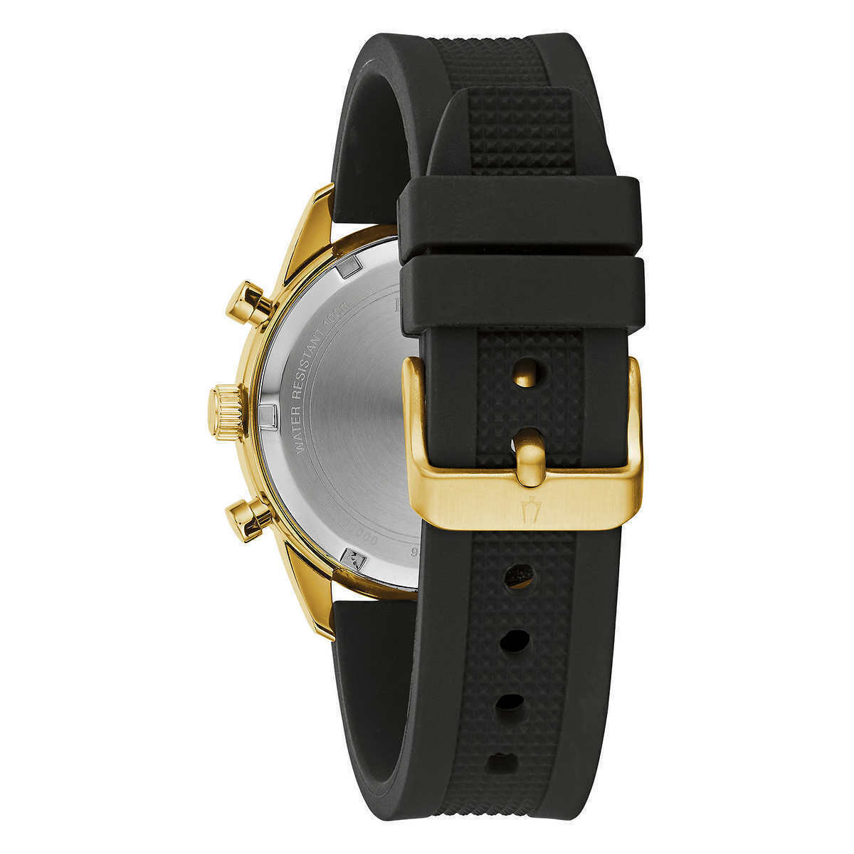 Bulova 98A250 Chronograph Black Resin Strap Gold Tone Men's Watch