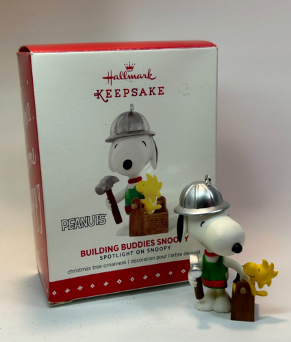 Hallmark Keepsake Peanuts Snoopy Woodstock Building Buddies Ornament Tools 2015 - Picture 1 of 7