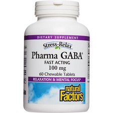 Natural Factors Stress-Relax Pharma GABA 100 mg, 60 Chewable Tablets