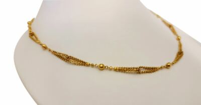 18k Solid Yellow Gold Necklace 17 Inches Long
