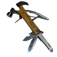 Wood and Stainless Hammer Tool 12-IN 1 Multi Tool Wood Handle