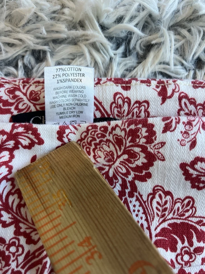 Falda lápiz elástica para mujer Chadwicks talla 12 roja y blanca con división en la espalda Foto 4 de 4