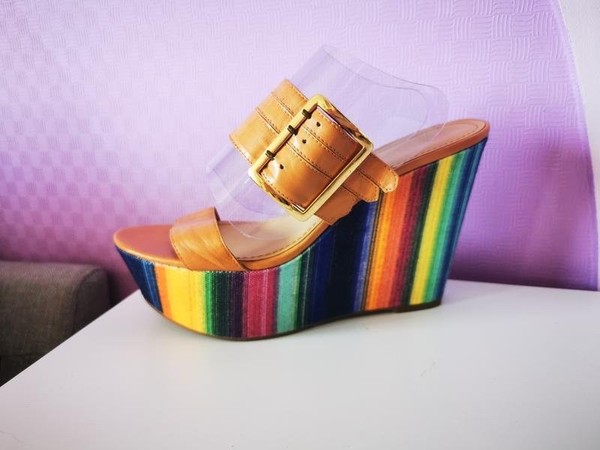 Women Nine West Heels Multicolor Leather 38.5