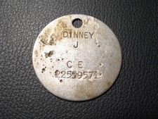 WW2 dog tag - Ex Forgotten Army Dog Tag Project - Dinney J 22539571 (#20)