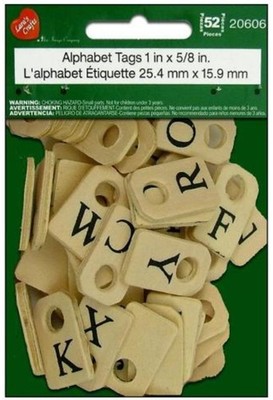 Lara's Painted Wood Alphabet Tags 1''x 5/8'' Black Letters 52/Pkg