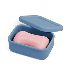 Leak Proof Silicone Travel Soap Case with Draining Tray - Bar Soap Holder for...