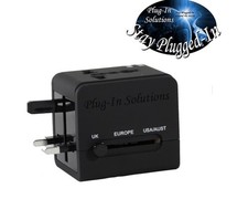  2 PCS Universal Travel Plug Adapter w Dual USB Worldwide UK EU US AU