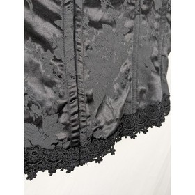 Black Corset Jacquard Floral Lace Bustier Boned Evening Top L Adjustable Witchy